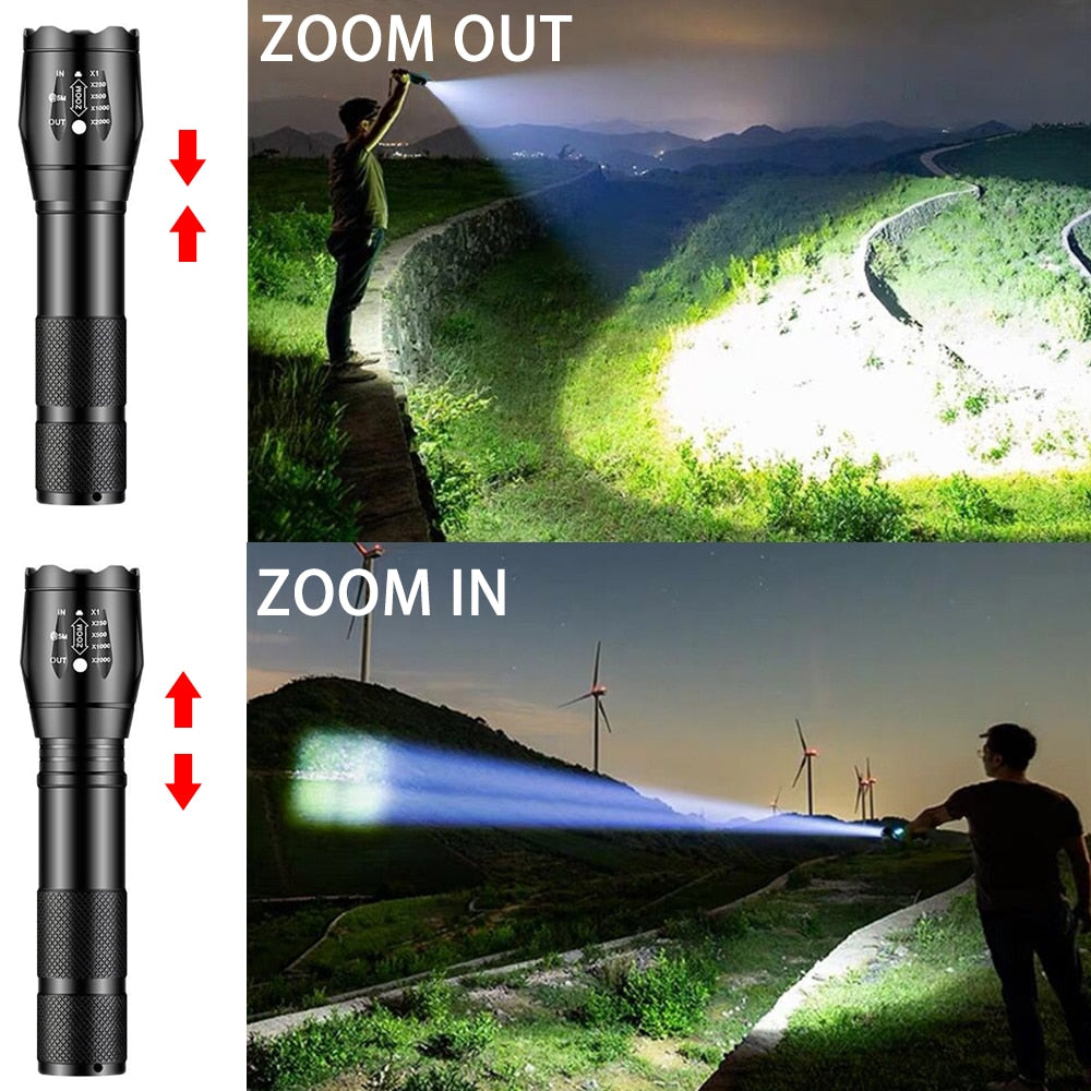 Powerful LED Flashlight Aluminum Portable Torch USB ReChargeable