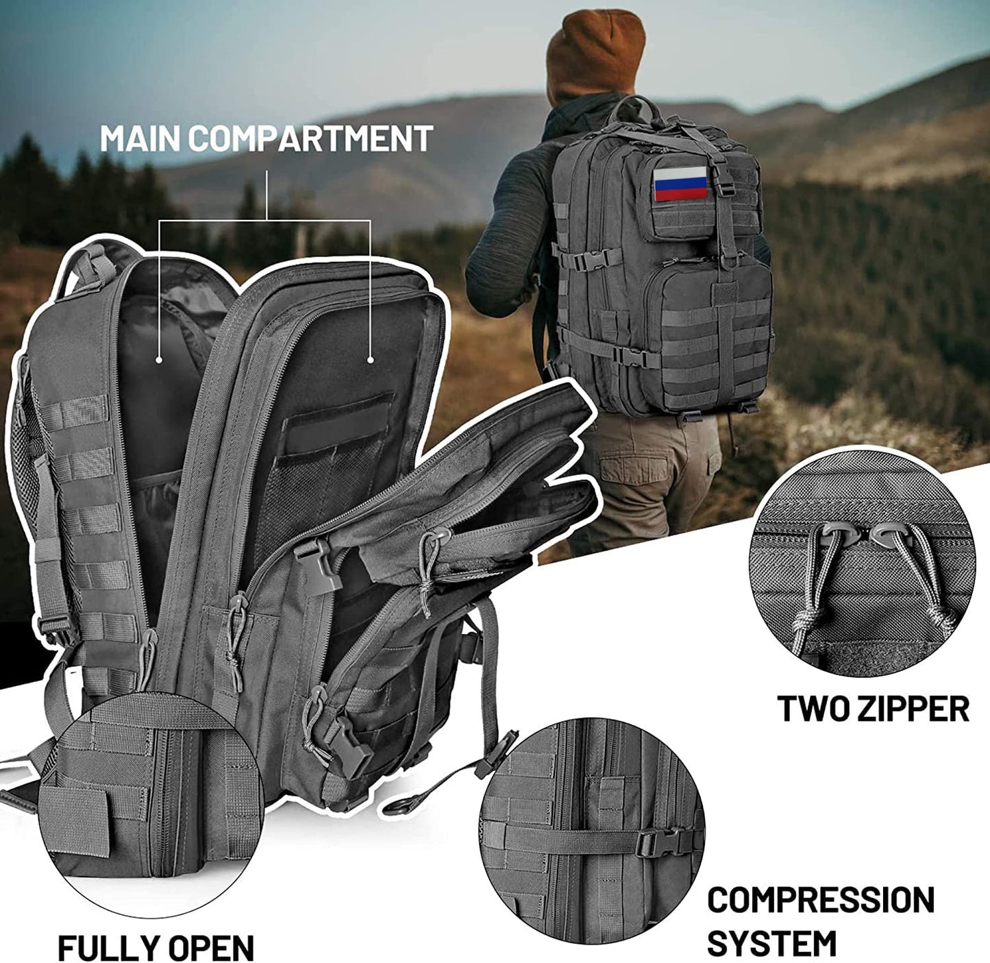 50L Tactical Military Waterproof Backpack For Camping