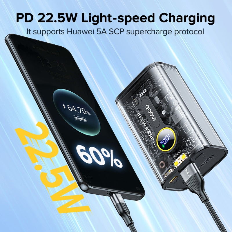 QOOVI PD 20W  Portable Fast Charging Power bank Mobile Phone External Battery For All Smartphones