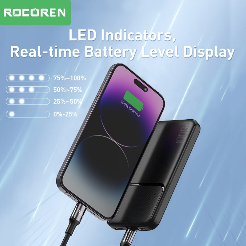 Rocoren Portable Charger External Battery Fast Charging Power Bank For All Smartphones