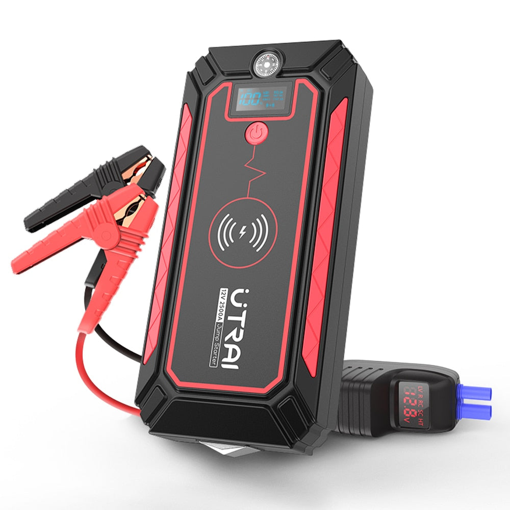 UTRAI Jump Starter Power Bank Battery Portable Charger 10W Wireless Charging LCD Screen Safety Hammer Car Starter