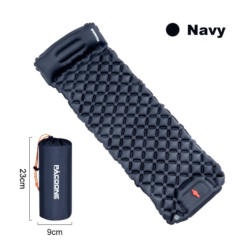 PACOONE Outdoor Camping Sleeping Pad Inflatable Mattress with Built-in Inflator Pump