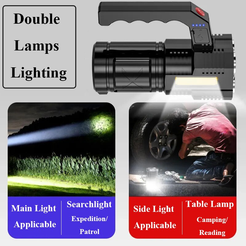 Portable waterproof LED Flashlight USB Rechargeable for Outdoor Camping and Hiking