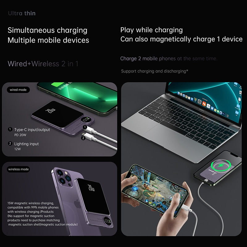 Magnetic Power Bank for Fast Charging External Battery For Iphones