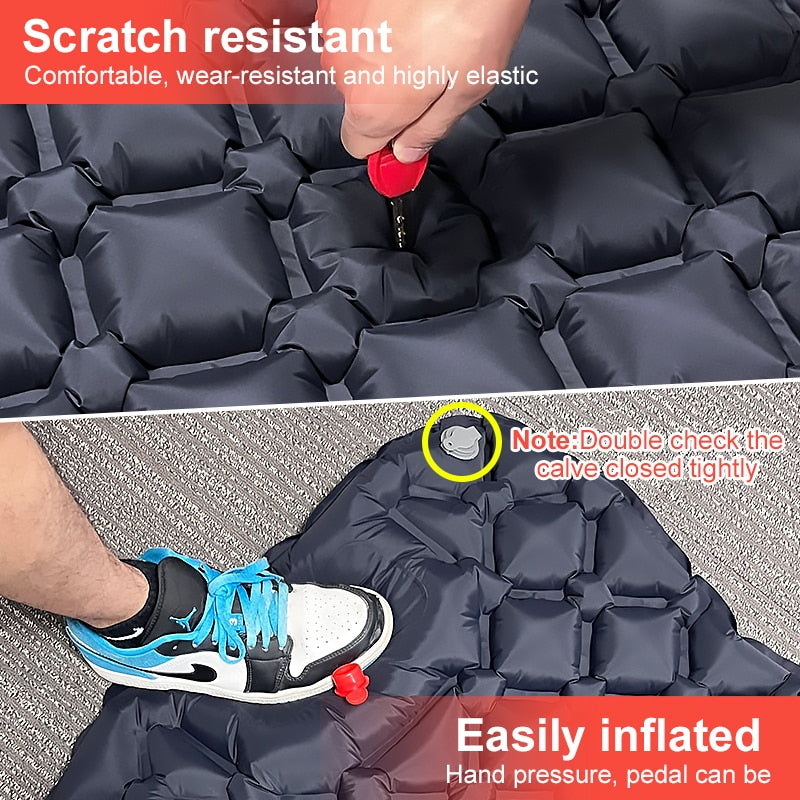 PACOONE Outdoor Camping Sleeping Pad Inflatable Mattress with Built-in Inflator Pump