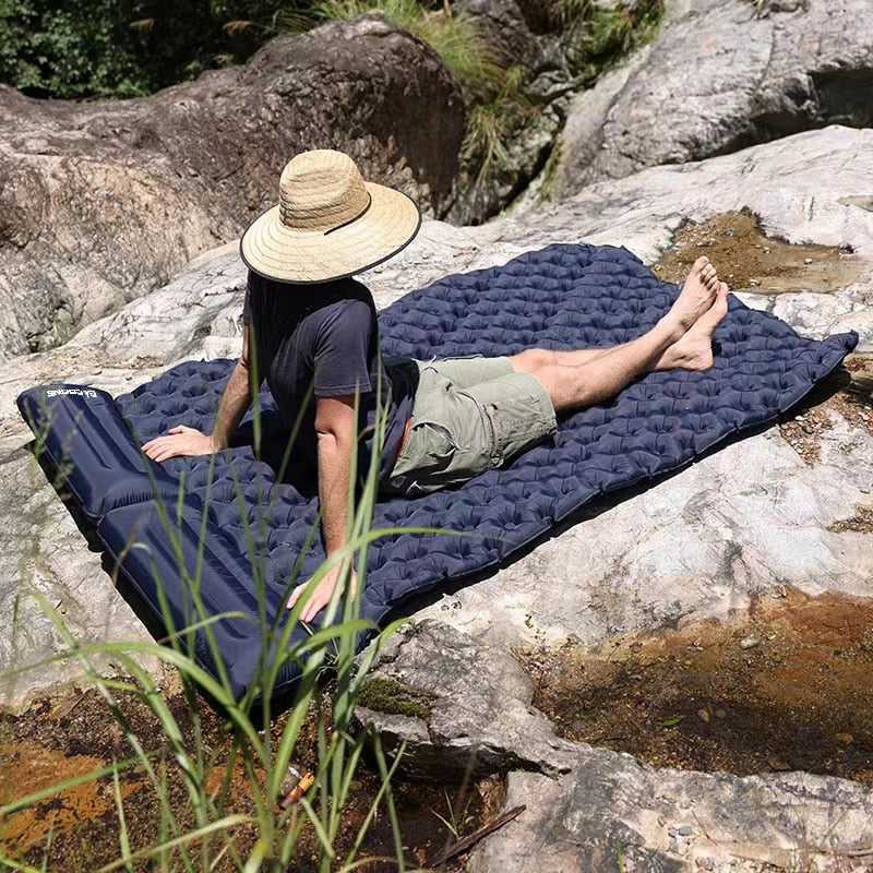 PACOONE Outdoor Camping Double Inflatable Mattress Extra Wide Sleeping Pad