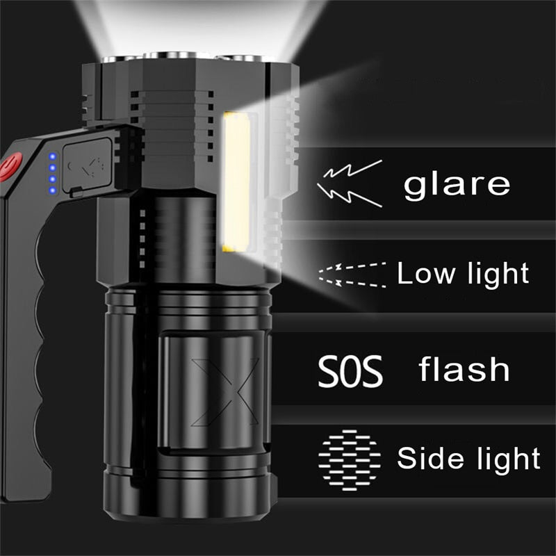 Portable waterproof LED Flashlight USB Rechargeable for Outdoor Camping and Hiking