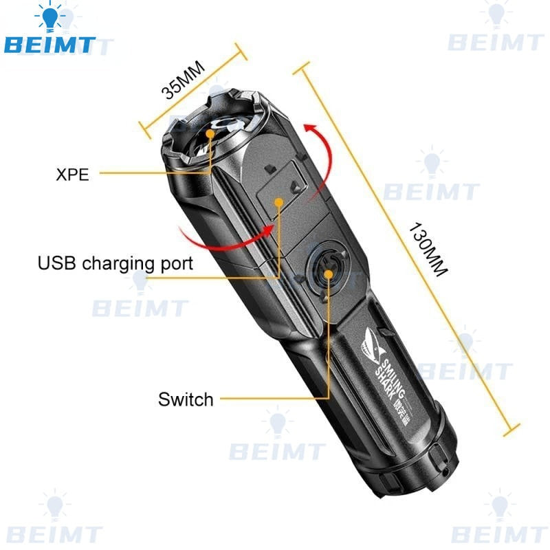 Powerful LED Flashlight USB Charging Tactical WaterProof Flash Light