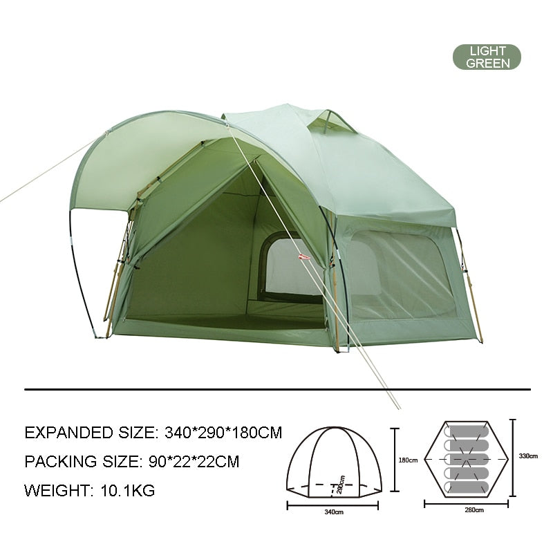 3-5 person Integrated Hexagon Tent Outdoor Camping Bionic Design.