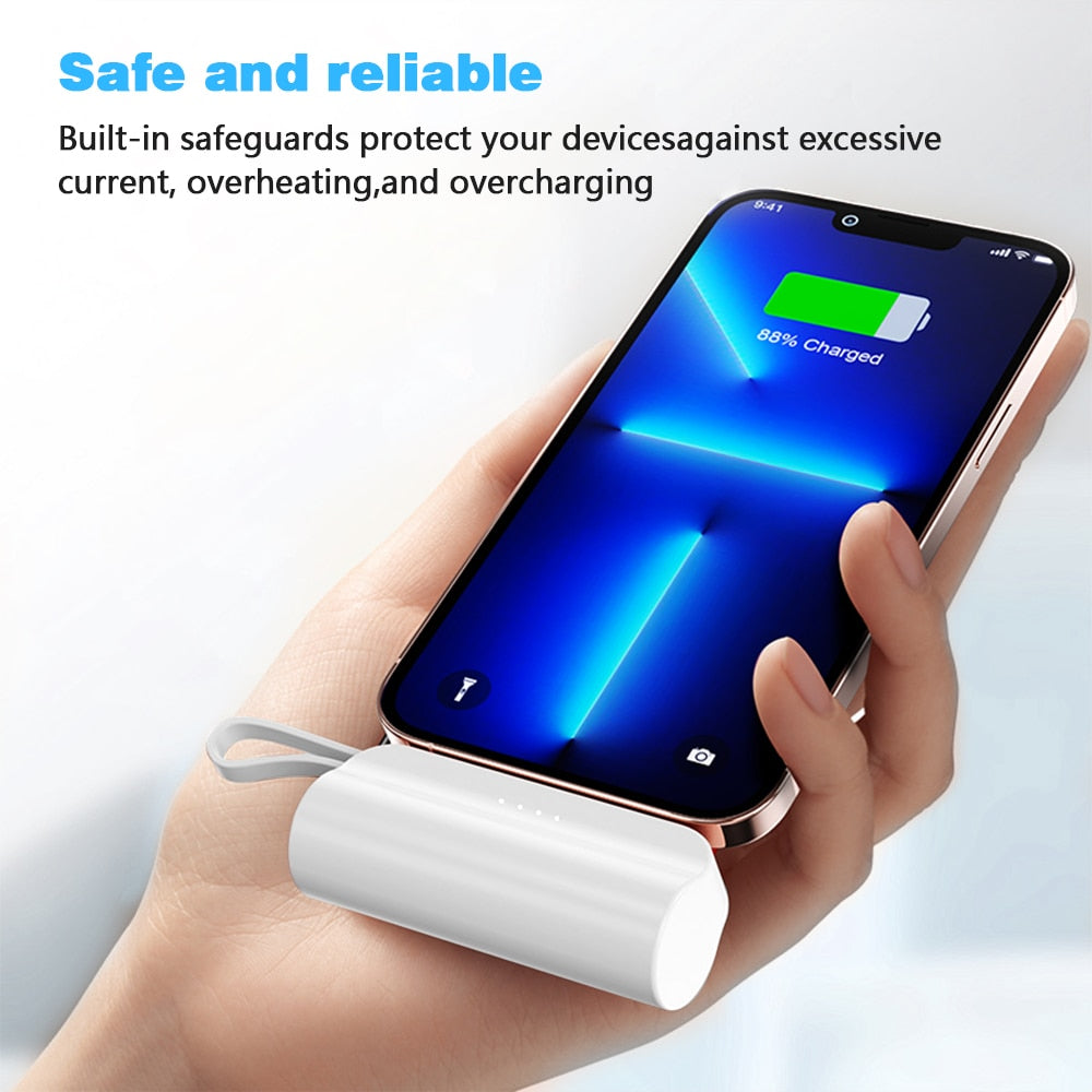 Portable Charger Power Bank With Built in Cable Mini Made for All Smartphones