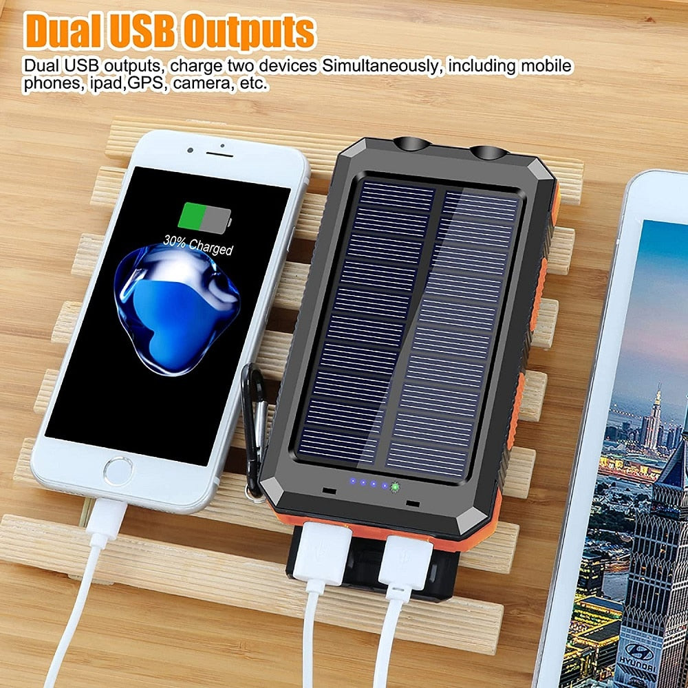 Portable Solar Power  External Battery Charging  power bank LED Light for All Smartphones