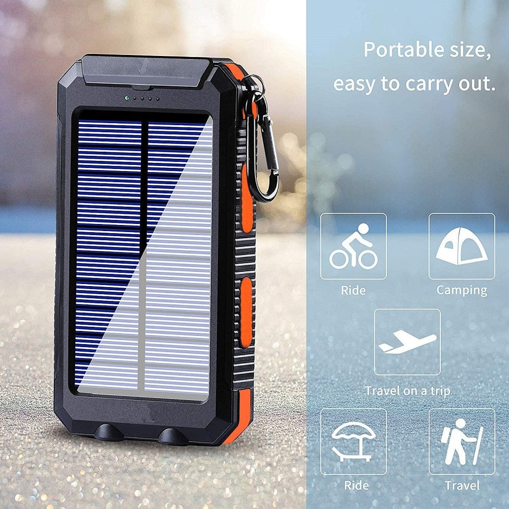 Portable Solar Power  External Battery Charging  power bank LED Light for All Smartphones