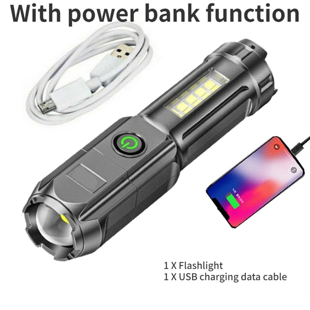 Powerful LED Flashlight USB Charging Tactical WaterProof Flash Light