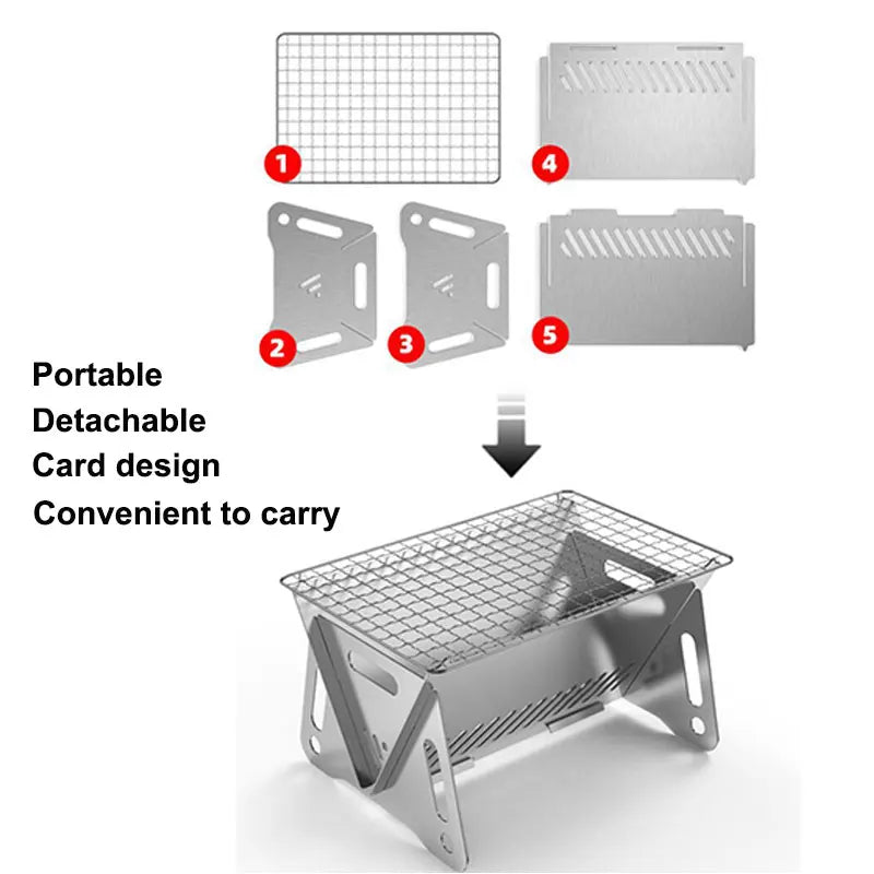 Portable Camping Grill | Stainless Steel