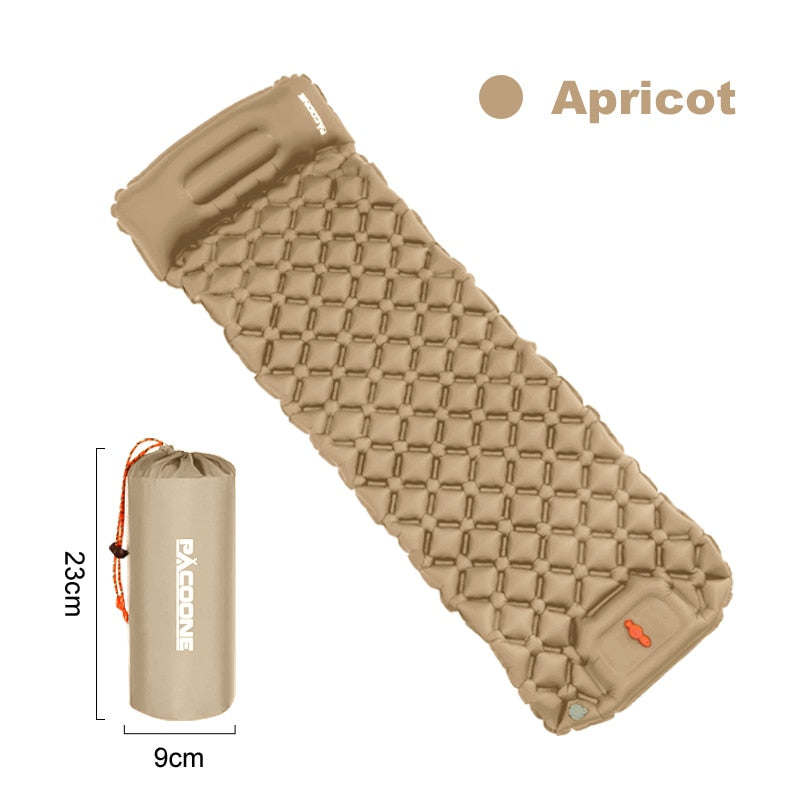 PACOONE Outdoor Camping Sleeping Pad Inflatable Mattress with Built-in Inflator Pump