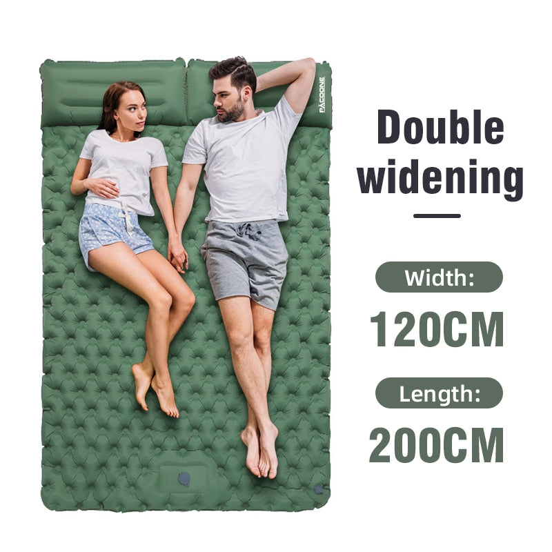 PACOONE Outdoor Camping Double Inflatable Mattress Extra Wide Sleeping Pad