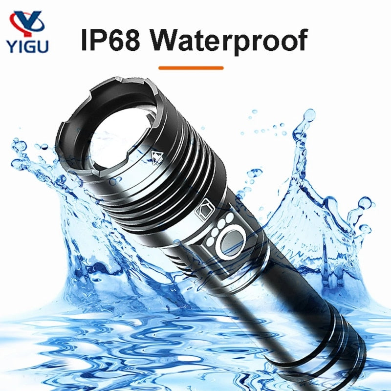 Portable Waterproof LED Flashlight USB Rechargeable for camping and outdoors