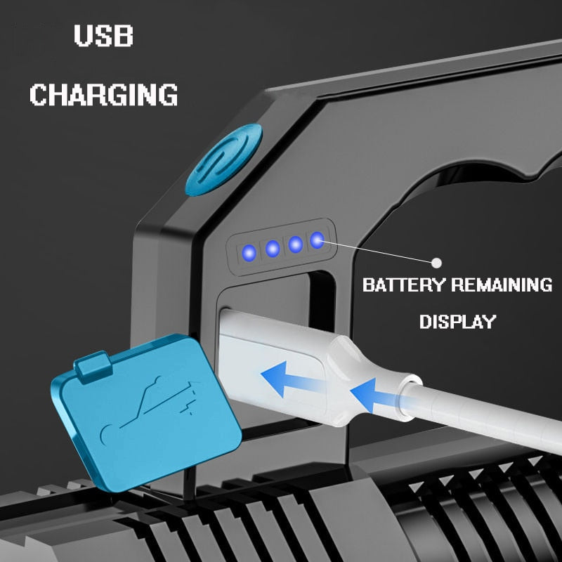 Portable waterproof LED Flashlight USB Rechargeable for Outdoor Camping and Hiking