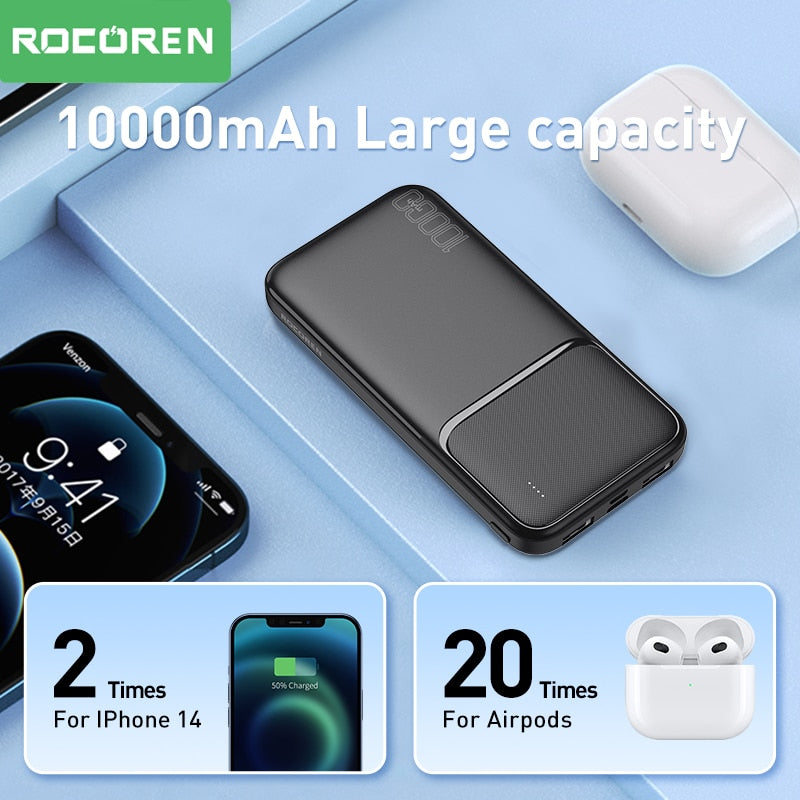 Rocoren Portable Charger External Battery Fast Charging Power Bank For All Smartphones