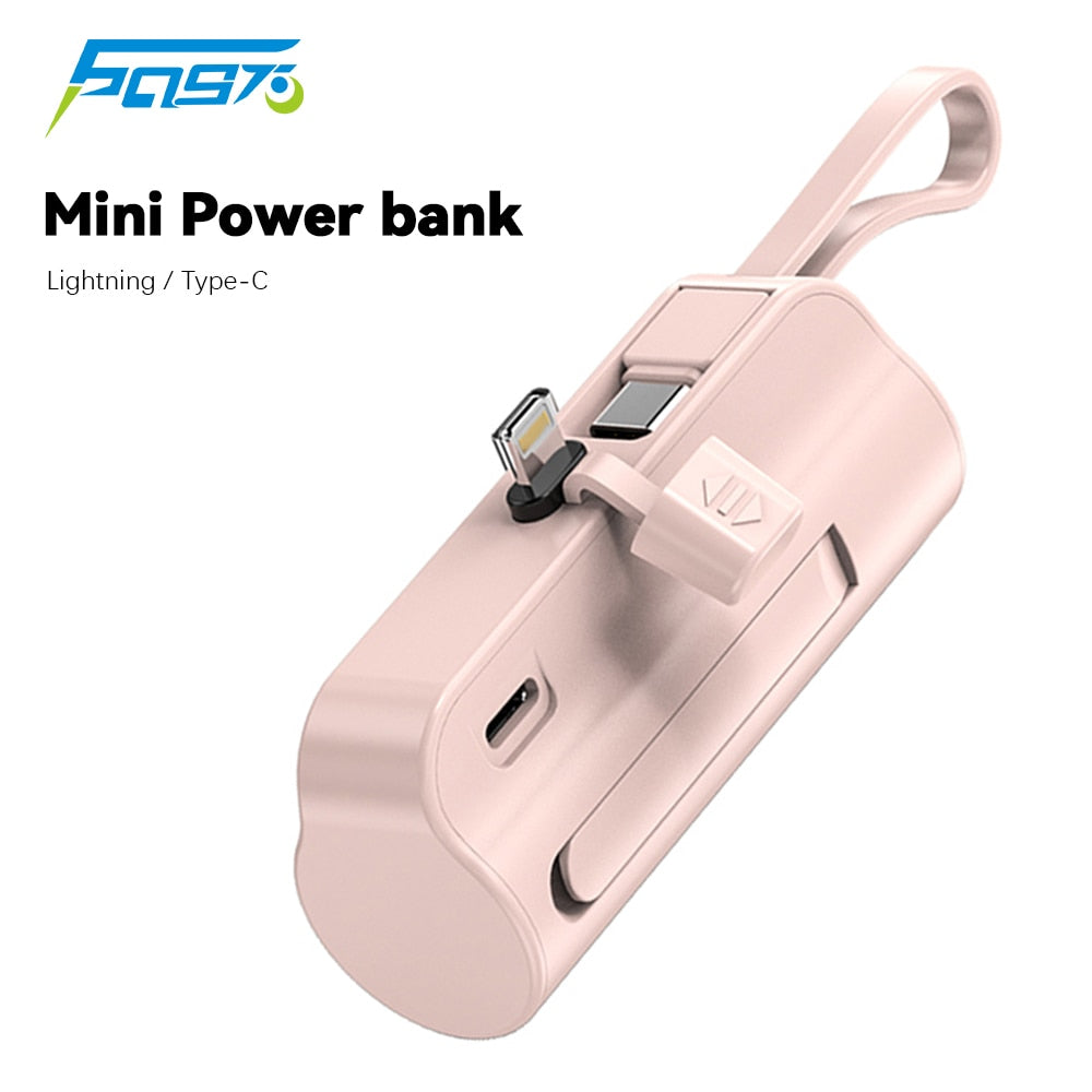 Portable Charger Power Bank With Built in Cable Mini Made for All Smartphones