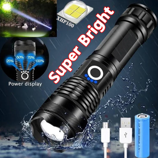 High Power Rechargeable Led Flashlight for Camping & Outdoors.