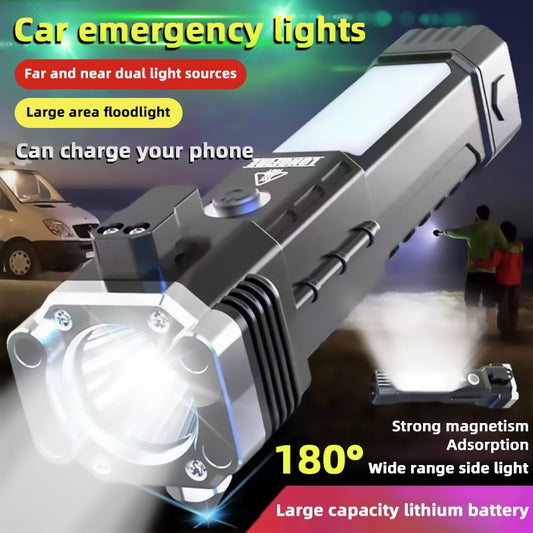 USB multi-function  flashlight with car safety hammer