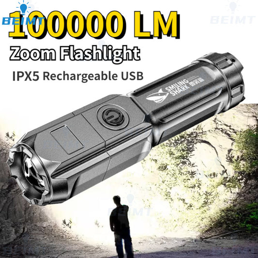 Powerful LED Flashlight USB Charging Tactical WaterProof Flash Light