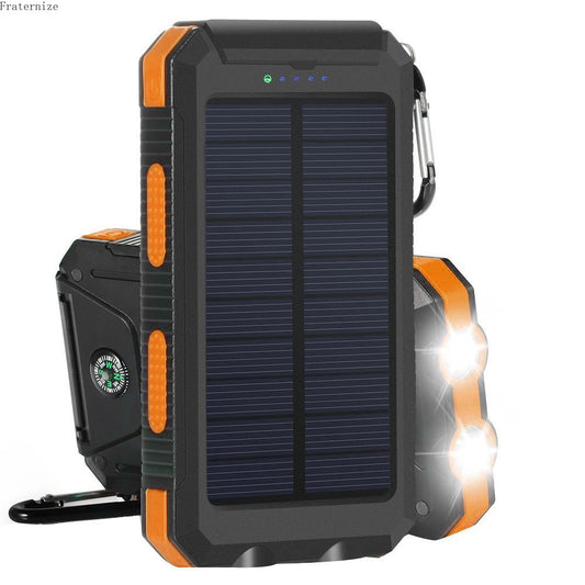 Portable Solar Power  External Battery Charging  power bank LED Light for All Smartphones