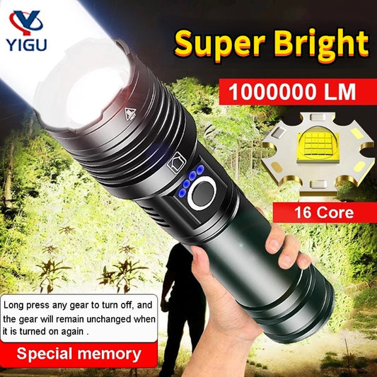 Portable Waterproof LED Flashlight USB Rechargeable for camping and outdoors