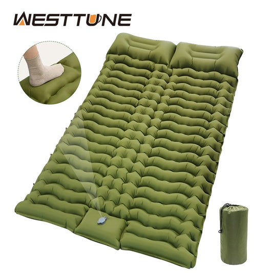 Outdoor Double Sleeping Pad Inflatable Mattress with Pillow 2 Persons Camping Mat Tourist Mattress for camping