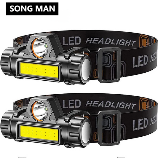 LED USB Rechargeable Headlight Super Bright Waterproof Head Torch For Outdoor