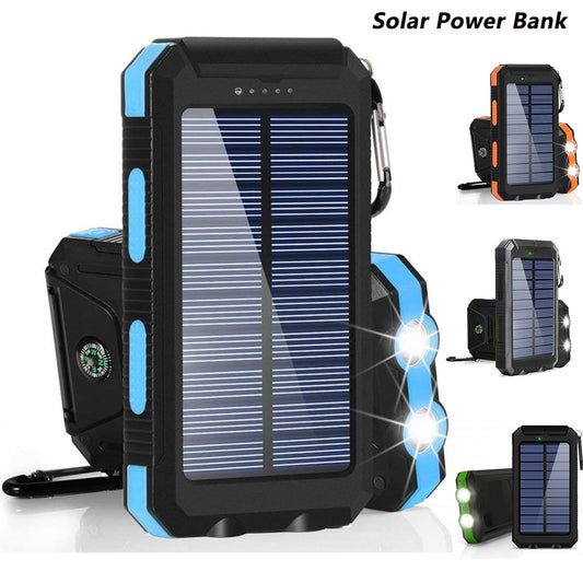 Portable Solar Power  External Battery Charging  power bank LED Light for All Smartphones